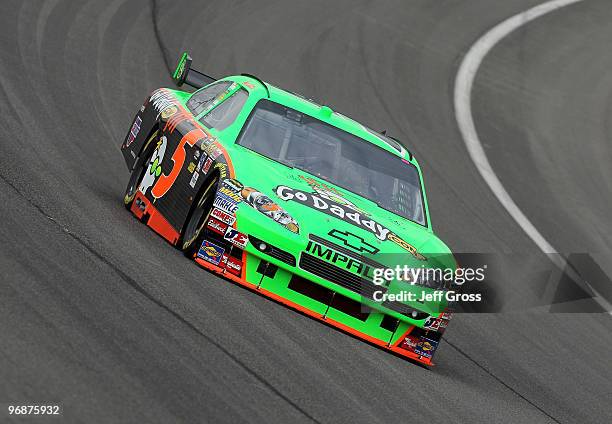 Mark Martin drives the GoDaddy.com Chevrolet during practice for the NASCAR Sprint Cup Series Auto Club 500 at Auto Club Speedway on February 19,...