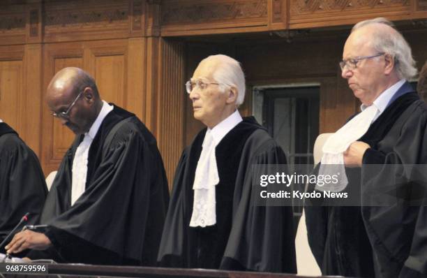 International Court of Justice Judge Hisashi Owada , the father of Japanese Crown Princess Masako, is pictured at the court in The Hague,...