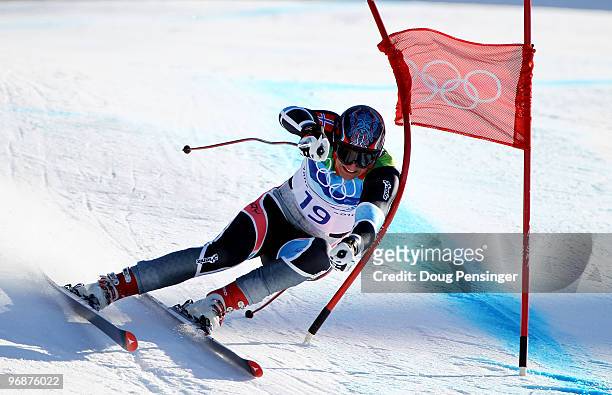 Aksel Lund Svindal of Norway competes in the men's alpine skiing Super-G on day 8 of the Vancouver 2010 Winter Olympics at Whistler Creekside on...