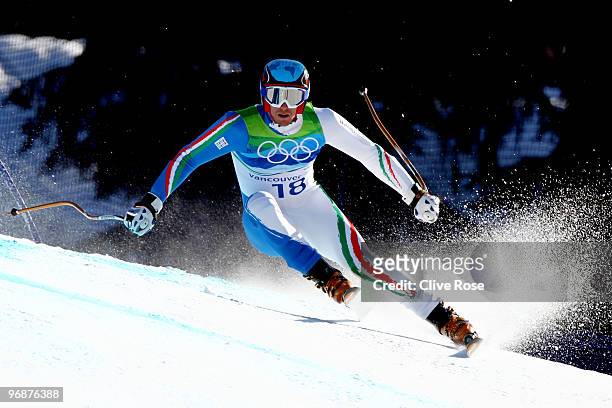 Werner Heel of Italy competes in the men's alpine skiing Super-G on day 8 of the Vancouver 2010 Winter Olympics at Whistler Creekside on February 19,...