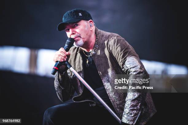 The Italian rocker Vasco Rossi, better known as Vasco or Il Blasco, performing live on stage for his "Vasco Non Stop Live" tour 2018 in a sold out...