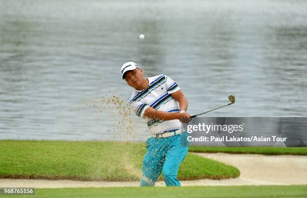 Lu Wei-chih of Cinese Taipei during the first round of the Thailand Open at Thai Country Club on June 7, 2018 in Chachoengsao, Thailand.