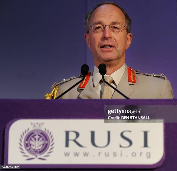 Chief of the General Staff of the British Army, General Sir David Richards, delivers his key note address to the Land Warfare Conference, attended by...