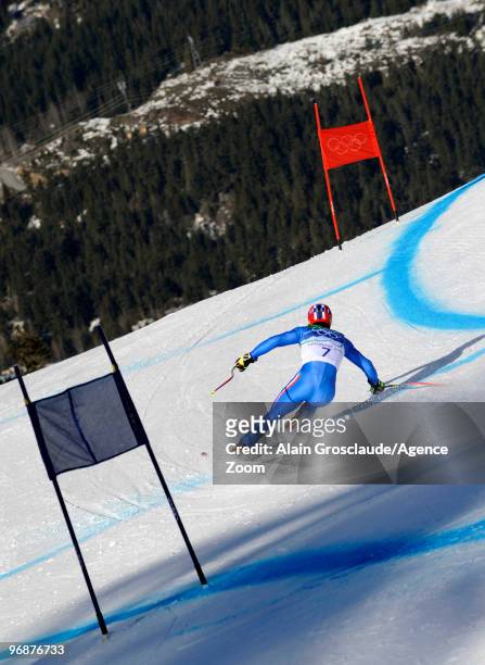Adrien Theaux of France during the men's alpine skiing Super-G on day 8 of the Vancouver 2010 Winter Olympics at Whistler Creekside on February 19,...