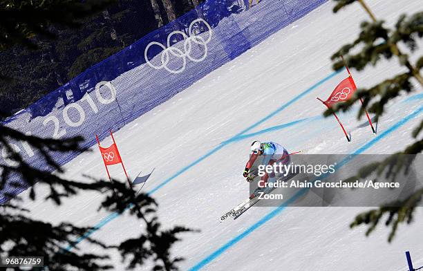 Marco Buechel of Liechtenstein during the men's alpine skiing Super-G on day 8 of the Vancouver 2010 Winter Olympics at Whistler Creekside on...