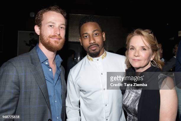 Executive producer Damiano Tucci, actor Brandon T. Jackson and director/actress Lea Thompson attend the afterparty for the premiere of MarVista...