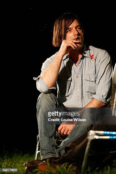 Anton Newcombe of 'Brian Jonestown Massacre' backstage on the second day of the Playground Weekender music festival at Wiseman's Ferry on February...