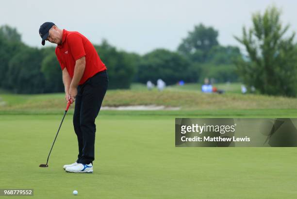Marcus Fraser of Australia putts on the 2nd green during day one of the 2018 Shot Clock Masters at Diamond Country Club on June 7, 2018 in...