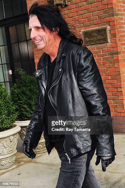 Musician Alice Cooper leaves his Noho hotel on February 19, 2010 in New York City.