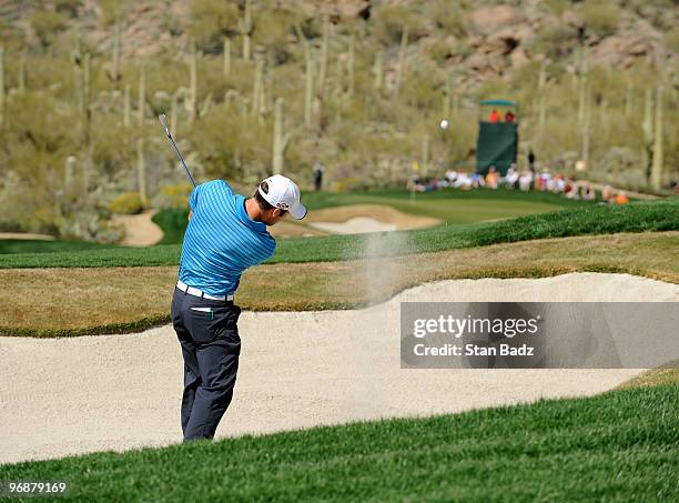 Paul Casey of England hits to the 14th green during the second round of the World Golf Championships-Accenture Match Play Championship at The...