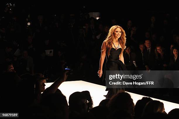 Kimberley Walsh walks down the catwalk at Naomi Campbell's Fashion For Relief Haiti London 2010 Fashion Show at Somerset House on February 18, 2010...