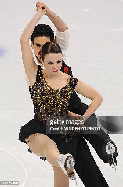 Italy's Anna Cappelini and Luca Lanotte compete in the 2010 Winter Olympics ice dance figure skating compulsory program at the Pacific Coliseum in...