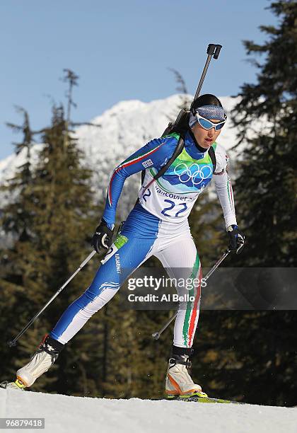 Michela Ponza of Italy competes during the Biathlon Women's 15 km individual on day 7 of the 2010 Vancouver Winter Olympics at Whistler Olympic Park...