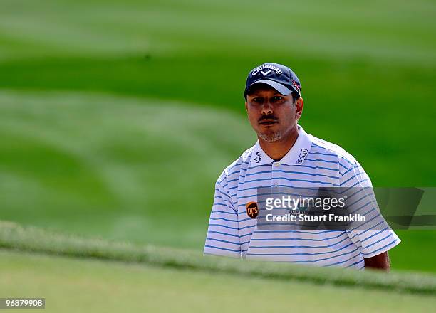 Jeev Milkha Singh of India ponders during round three of the Accenture Match Play Championship at the Ritz-Carlton Golf Club on February 19, 2010 in...