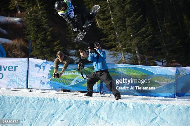 Winter Olympics: SI staff photographer Robert Beck and Getty Images staff photographer Streeter Lecka during Women's Snowboard Halfpipe Qualifying at...