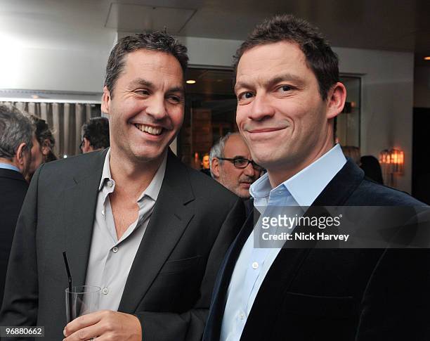 Ol Parker and Dominic West attend private dinner hosted by Vogue Editor Alexandra Shulman and Nick Jones on February 19, 2010 in London, England.