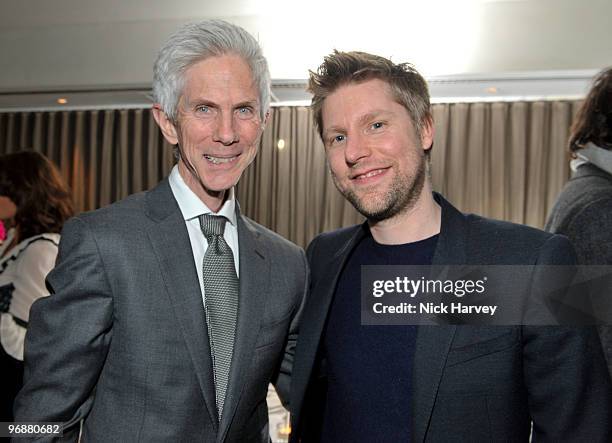 Richard Buckley and Christopher Bailey attend private dinner hosted by Vogue Editor Alexandra Shulman and Nick Jones on February 19, 2010 in London,...