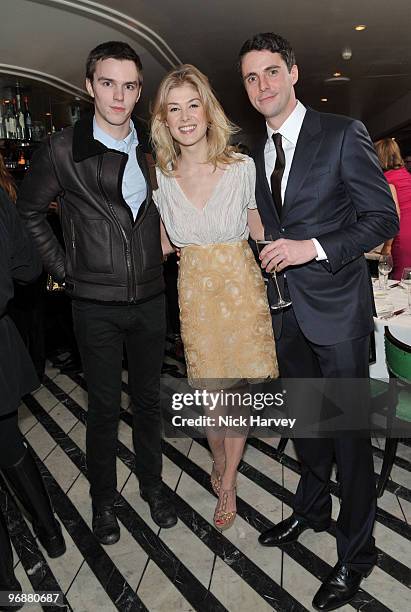 Nicholas Hoult, Rosamund Pike and Matthew Goode attend private dinner hosted by Vogue Editor Alexandra Shulman and Nick Jones on February 19, 2010 in...