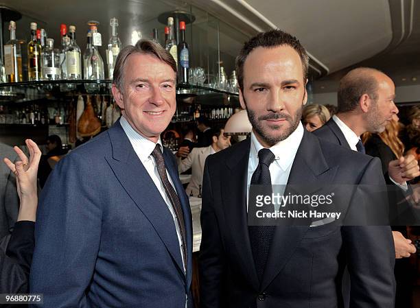 Peter Mandelson and Tom Ford attends private dinner hosted by Vogue Editor Alexandra Shulman and Nick Jones on February 19, 2010 in London, England.