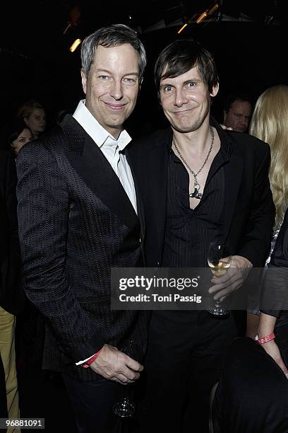 Thomas Hermanns and husband Wolfgang Macht attend the aftershow party to the premiere of 'Nine' Bar Tausend during day nine of the 60th Berlin...
