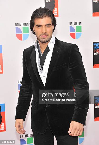 Jencarlos Canela arrives at recording of "Somos El Mundo" - "We Are The World" by Latin recording artist at American Airlines Arena on February 19,...
