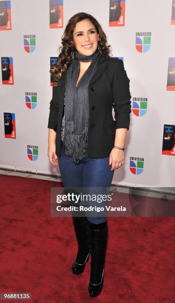 Angelica Vale arrives at recording of "Somos El Mundo" - "We Are The World" by Latin recording artist at American Airlines Arena on February 19, 2010...