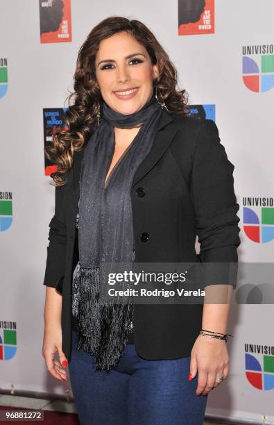 Angelica Vale arrives at recording of "Somos El Mundo" - "We Are The World" by Latin recording artist at American Airlines Arena on February 19, 2010...