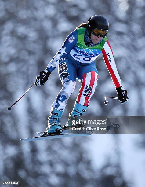 Leanne Smith of The United States competes during the Alpine Skiing Ladies Super Combined Downhill on day 7 of the Vancouver 2010 Winter Olympics at...
