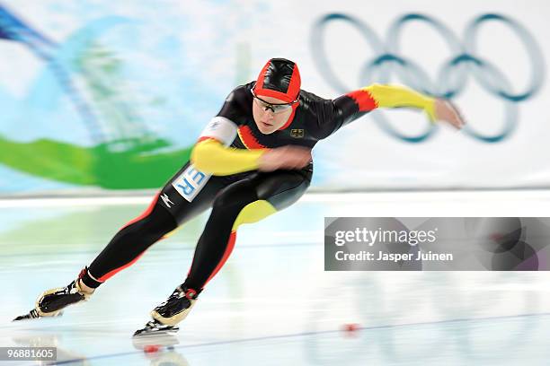 Jenny Wolf of Germany competes in the women's speed skating 10000 m final on day 7 of the Vancouver 2010 Winter Olympics at Richmond Olympic Oval on...