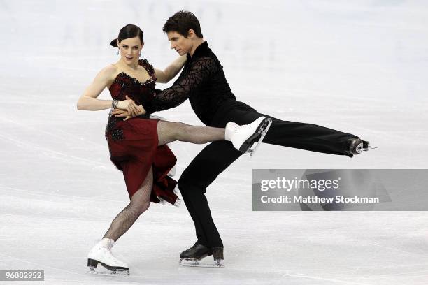 Tessa Virtue and Scott Moir of Canada compete in the Figure Skating Compulsory Ice Dance on day 8 of the Vancouver 2010 Winter Olympics at the...