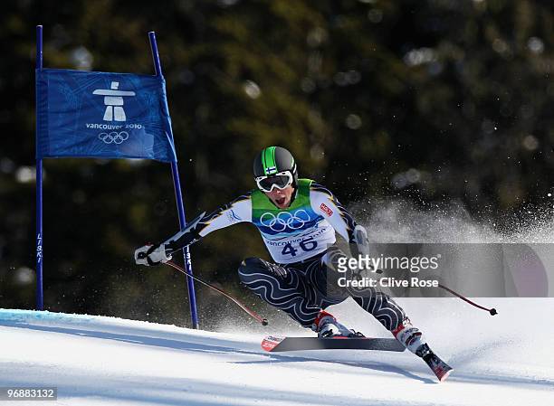Andreas Romar of Finland competes in the men's alpine skiing Super-G on day 8 of the Vancouver 2010 Winter Olympics at Whistler Creekside on February...