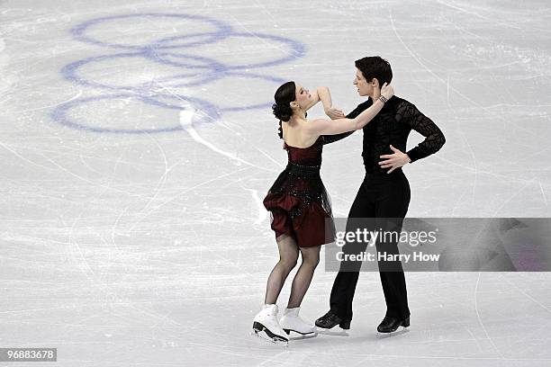 Tessa Virtue and Scott Moir of Canada compete in the Figure Skating Compulsory Ice Dance on day 8 of the Vancouver 2010 Winter Olympics at the...