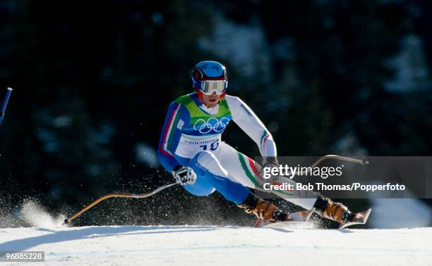 Werner Heel of Italy competes in the men's alpine skiing Super-G on day 8 of the Vancouver 2010 Winter Olympics at Whistler Creekside on February 19,...