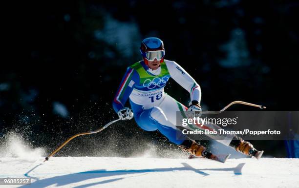 Werner Heel of Italy competes in the men's alpine skiing Super-G on day 8 of the Vancouver 2010 Winter Olympics at Whistler Creekside on February 19,...