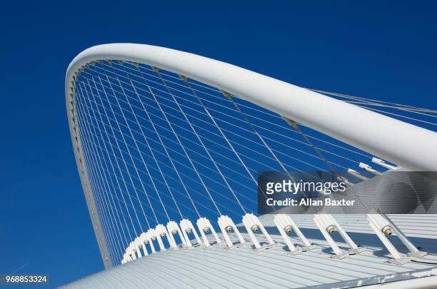 architectural detail of the roof of the velodrome, athens - santiago calatrava 個照片及圖片檔