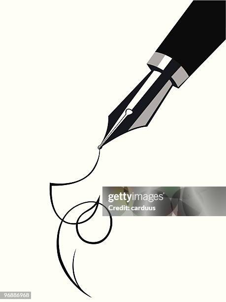 stockillustraties, clipart, cartoons en iconen met fountain pen - vulpen