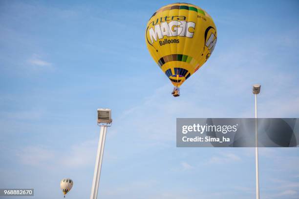 second regatta of balloons in gijon - sima ha stock pictures, royalty-free photos & images