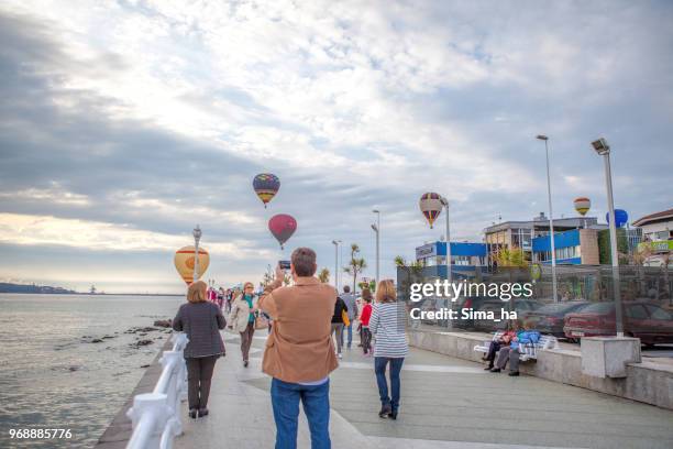 second regatta of balloons in gijon - sima ha stock pictures, royalty-free photos & images