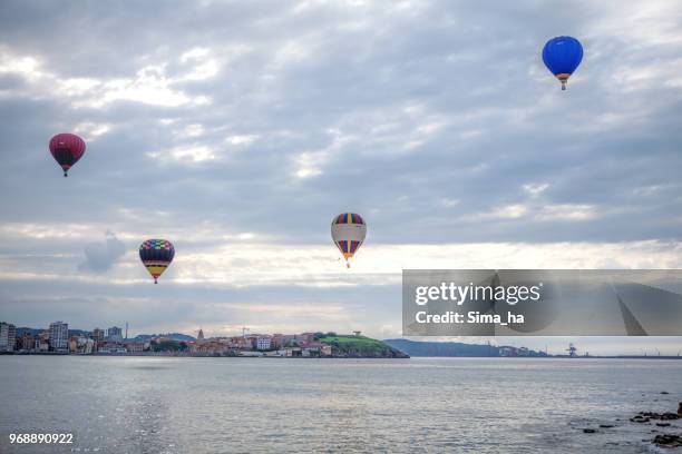 second regatta of balloons in gijon - sima ha stock pictures, royalty-free photos & images