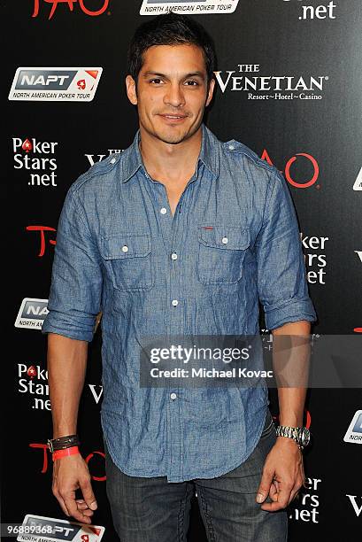 Actor Nicholas Gonzalez attends the Pokerstars.net after party with performance by T-Pain at TAO Nightclub at the Venetian on February 19, 2010 in...