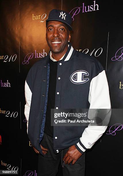 Sports talk show host John Salley arrives to celebrate the grand opening of Bar210 And Plush at Bar 210 in The Beverly Hilton hotel on February 19,...