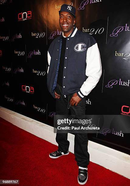 Sports talk show host John Salley arrives to celebrate the grand opening of Bar210 And Plush at Bar 210 in The Beverly Hilton hotel on February 19,...