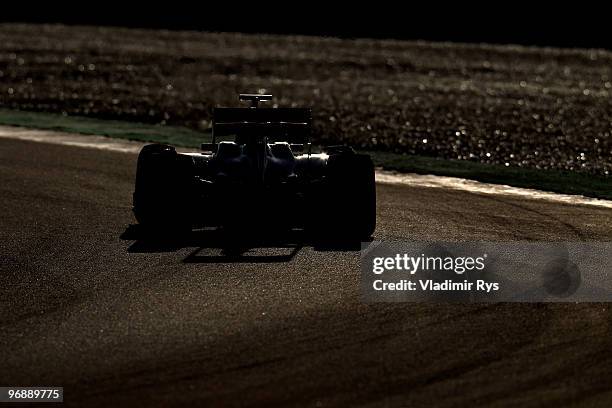 Robert Kubica of Poland and Renault drives during winter testing at the Circuito De Jerez on February 19, 2010 in Jerez de la Frontera, Spain.