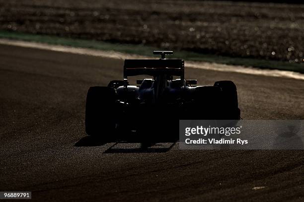 Robert Kubica of Poland and Renault drives during winter testing at the Circuito De Jerez on February 19, 2010 in Jerez de la Frontera, Spain.