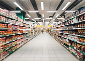 blurred supermarket aisle