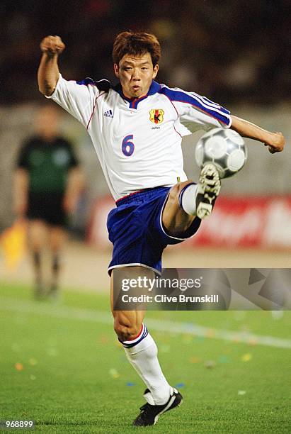 Toshihiro Hattori of Japan controls the ball during the International Friendly match against Spain played at the El Arcangel Stadium in Cordoba,...