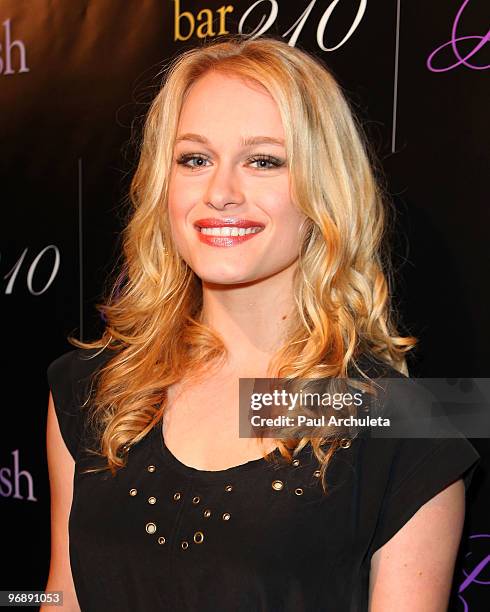 Actress Leven Rambin arrives to celebrate the grand opening of Bar210 and Plush at Bar 210 in The Beverly Hilton hotel on February 19, 2010 in...