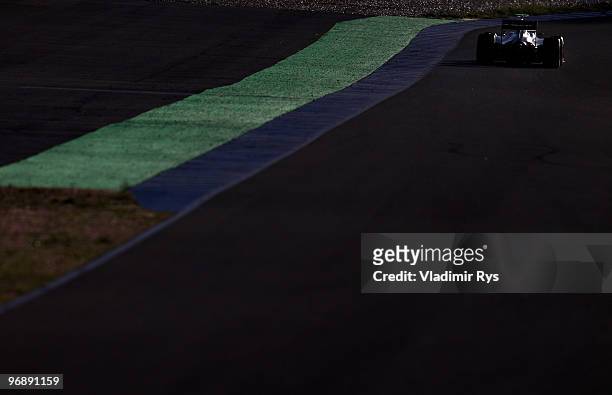 Nico Rosberg of Germany and Mercedes GP drives during winter testing at the Circuito De Jerez on February 19, 2010 in Jerez de la Frontera, Spain.