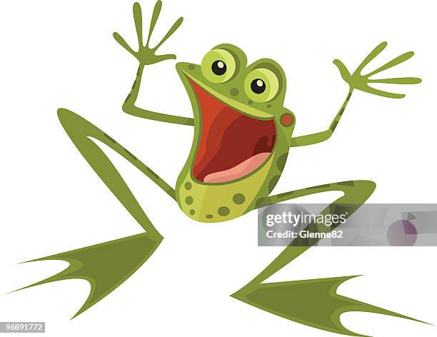 extremely happy frog - frog jump stock illustrations