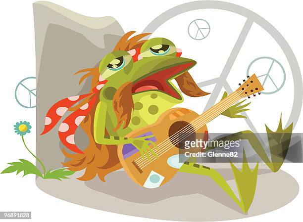 folk sänger frog - psychedelic rock music stock-grafiken, -clipart, -cartoons und -symbole